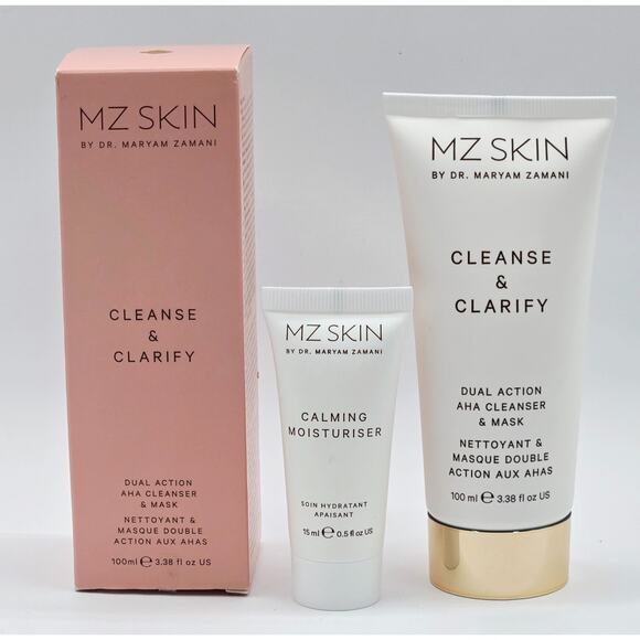 Mz Skin Cleanse & Clarify Dual Action AHA Cleanser/Mask + .5 oz Calming Moisture - Picture 1 of 5